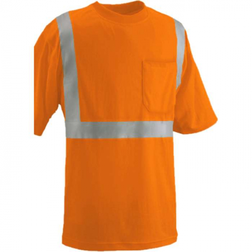 PIP 102SX-OR-LG, Reflective Apparel™, ANSI Type R Class 2 Short Sleeve Moisture Wicking T-Shirt wi